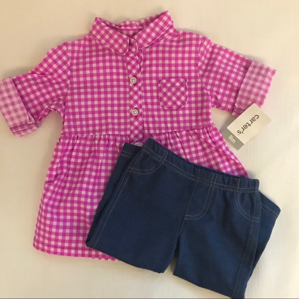 NWT. Carters Gingam Dress and leggings.